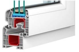Querschnitt eines IGLO-PVC-Fensters von DRUTEX